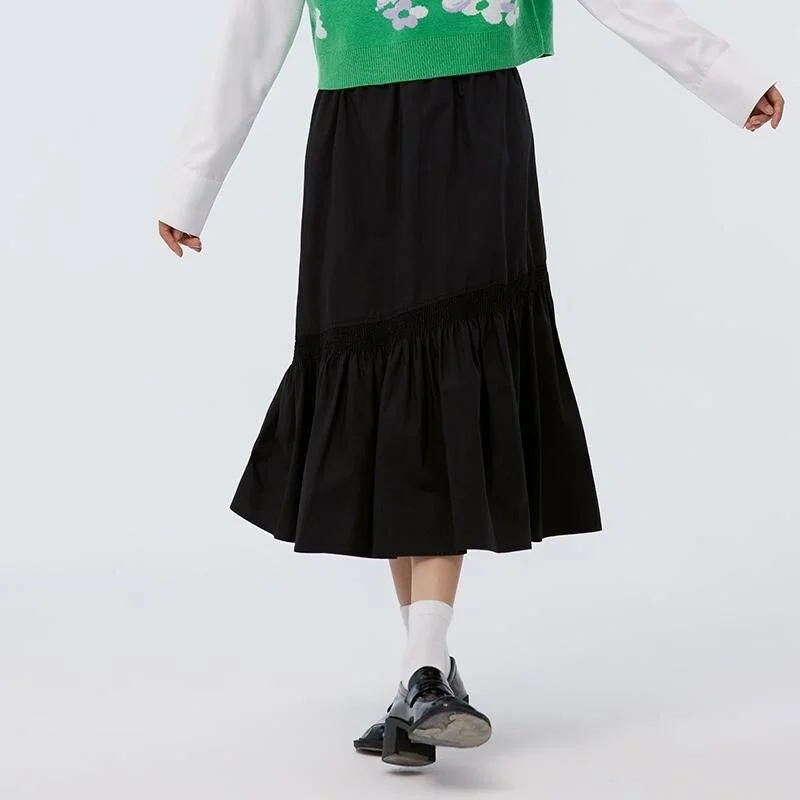 Elegant Mid-Calf Black Skirt for Women Printed unclassified skirts