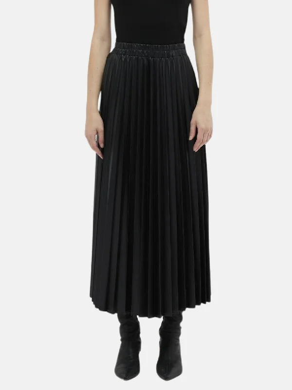 Leather Pleated Skirt Black Leather unclassified skirts
