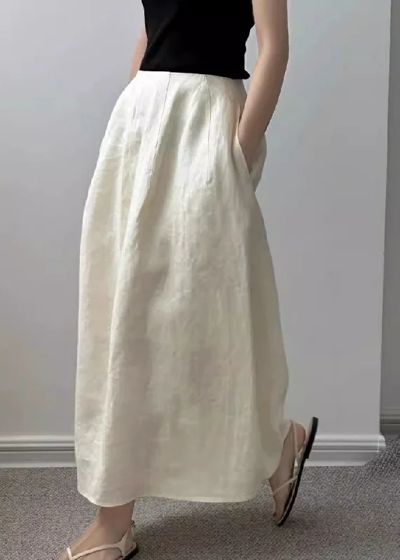 Simple Style Beige Pockets Cotton Skirts Fall Affordable unclassified skirts
