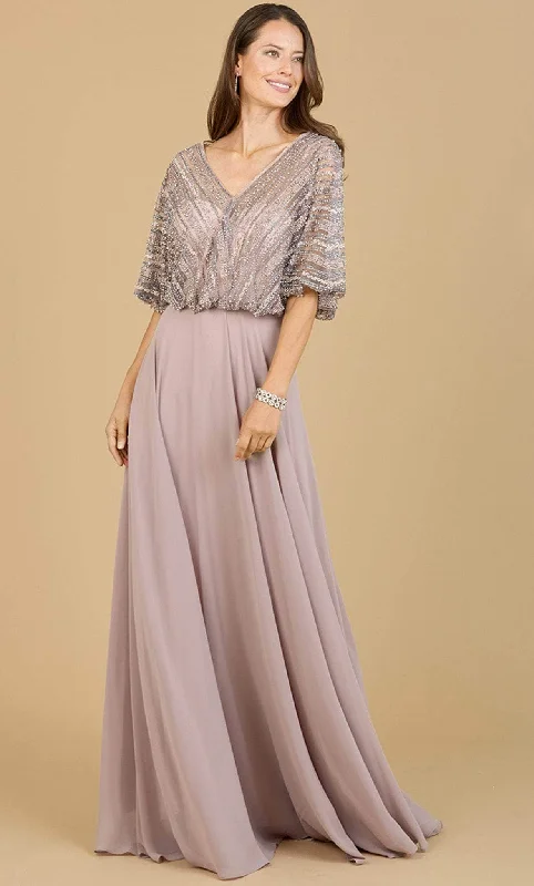 Lara Dresses 29187 - Cape Sleeve A-Line Evening Dress Boohoo party dresses