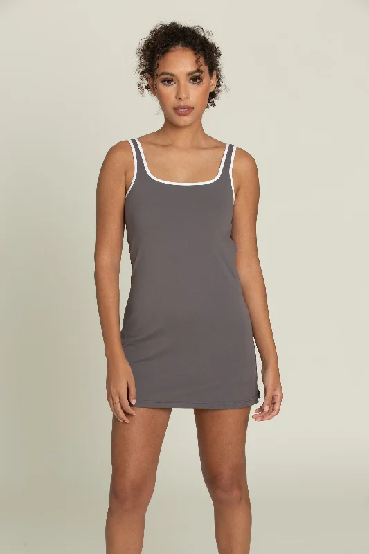 Charcoal Open Back Active Dress Monochrome unclassified dresses