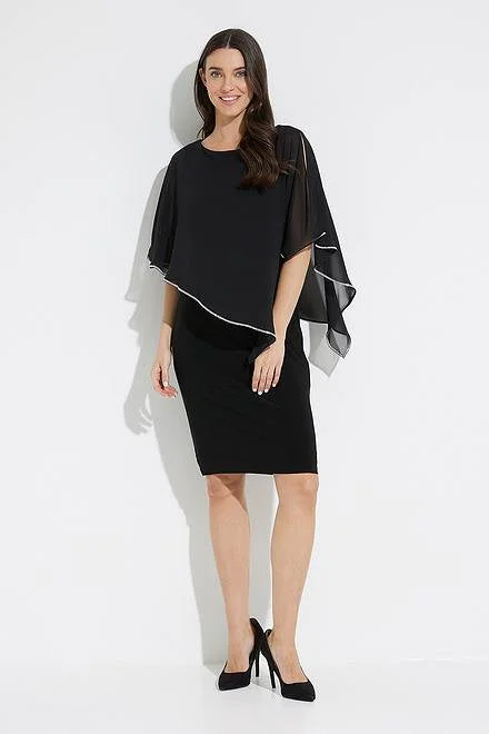 Joseph Ribkoff Sheath Dress w/ Angled Overlay 223762S-11 Black Denim unclassified dresses Joseph Ribkoff Sheath Dress w/ Angled Overlay 223762S-11 Black Denim unclassified dresses