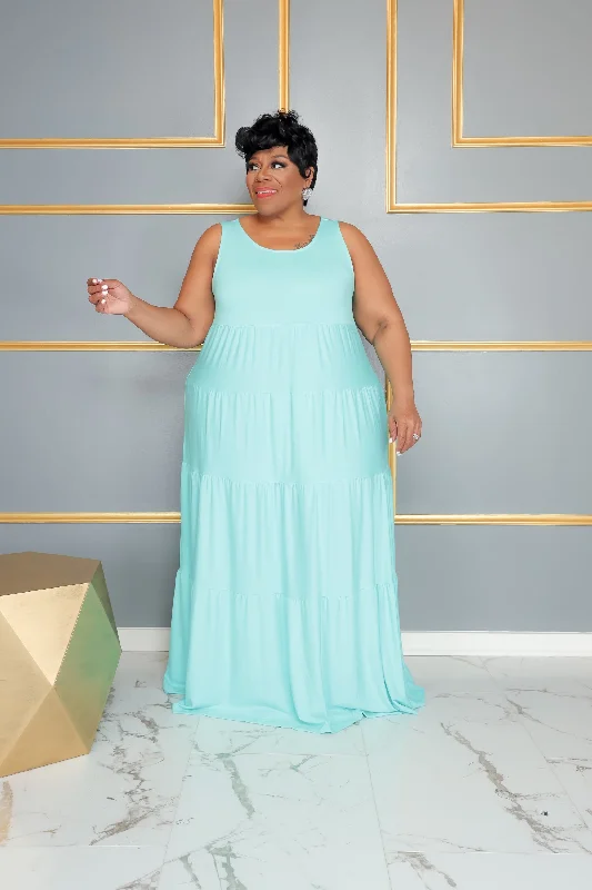 Mint Sleeveless Tiered Dress Short unclassified dresses