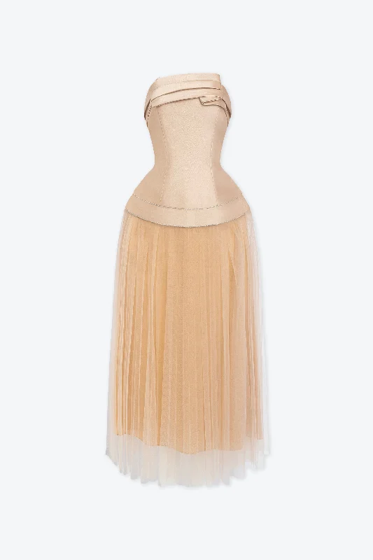 Nyla Draping Strapless Dress Soft fabric unclassified dresses