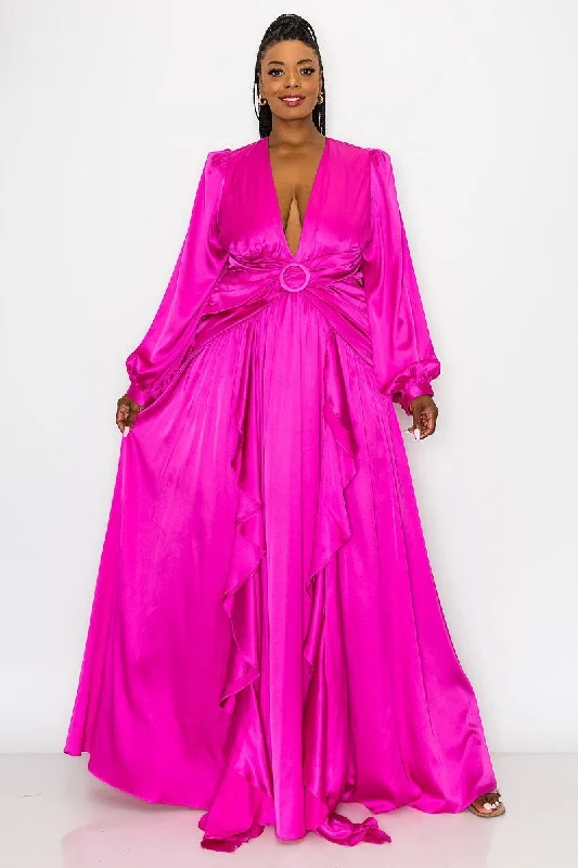 Pink Draped In Satin Dress Corset unclassified dresses