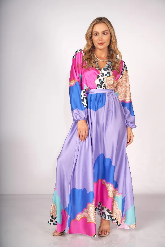 Printed Princess Satin Top A-line unclassified dresses