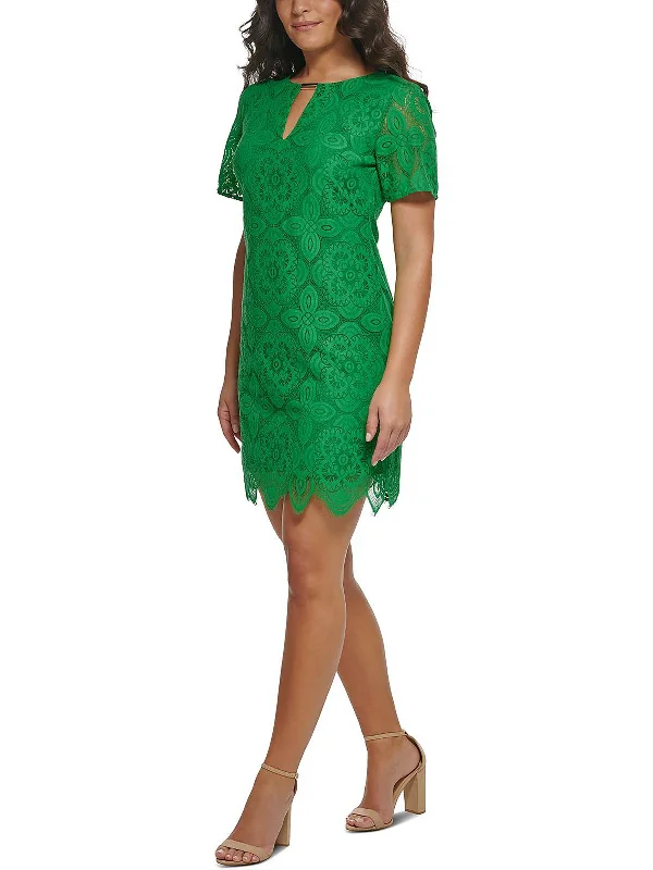 Womens Lace Mini Shift Dress Soft Mini Skirt